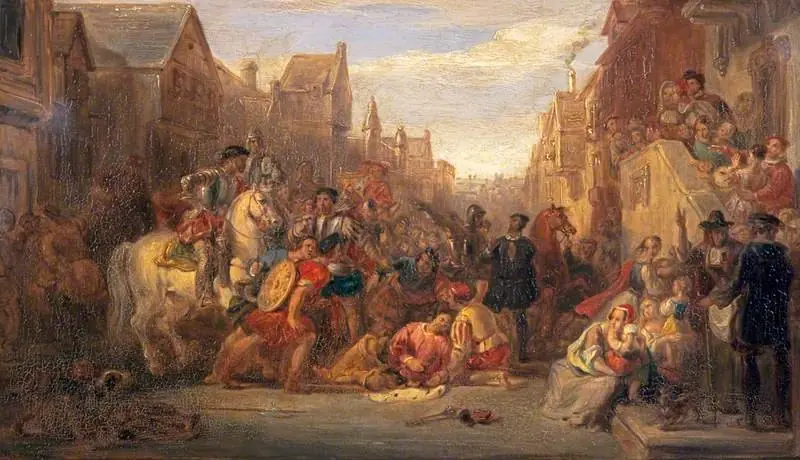 [Compositional Sketch for] The Death of the Regent Moray, by William Allan