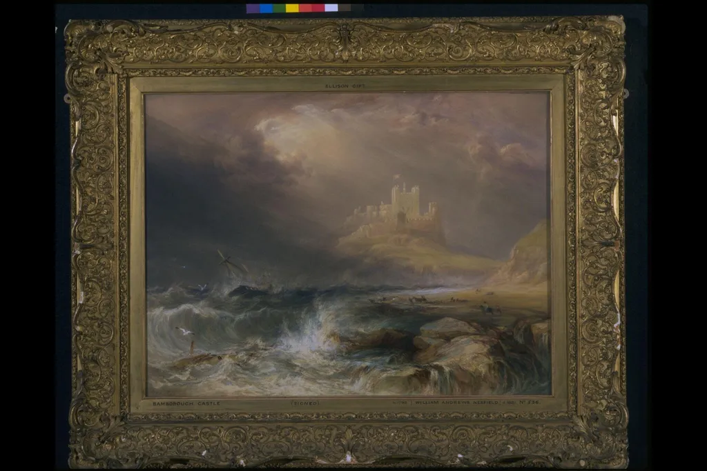 Bamburgh Castle, Northumberland, by William Andrews Nesfield, watercolor, 1832