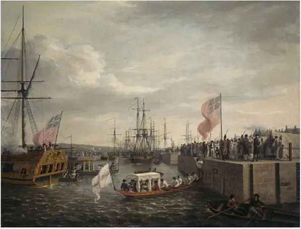 Opening of the Ringsend Docks, Dublin, 23 April 1796, with Lord Camden Conferring Knighthood on Mr John Macartney, by William Ashford