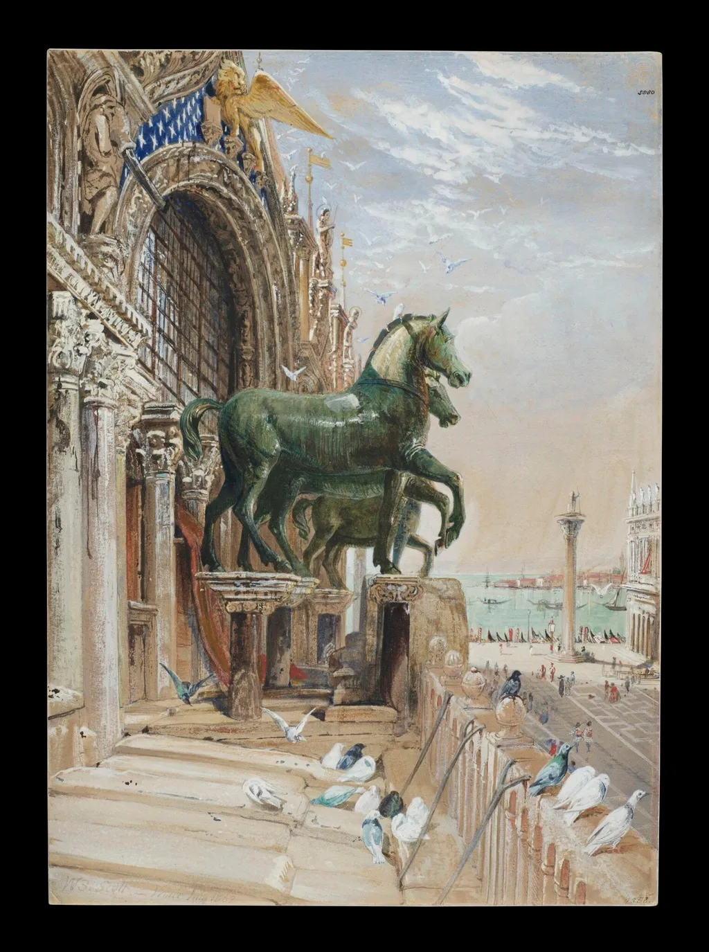 Upper Portion of the Facade of St Mark's, Venice, by William Bell Scott, watercolor, 1862