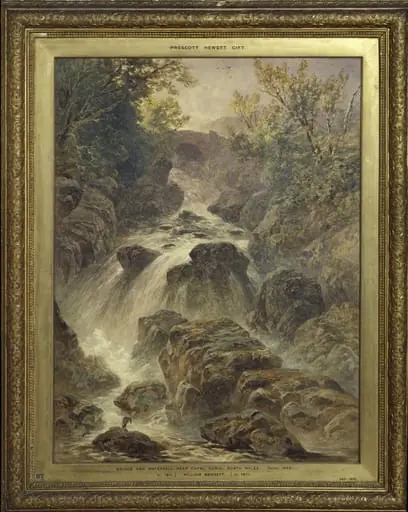 The bridge and waterfall near Capel Curig, by William Bennett