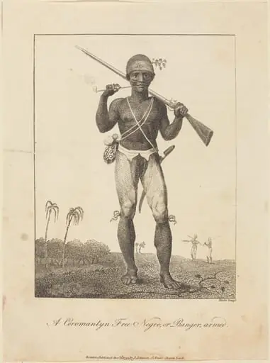 A Coromantyn Free Negro, or Ranger, armed, by William Blake