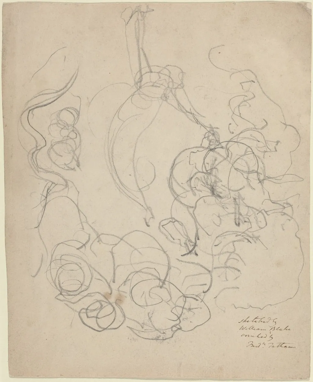 A Figure Ascending in a Glory of Clouds (?), by William Blake, graphite, 1805