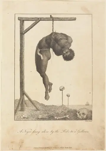 A Negro hung alive by the Ribs to a Gallows, by William Blake
