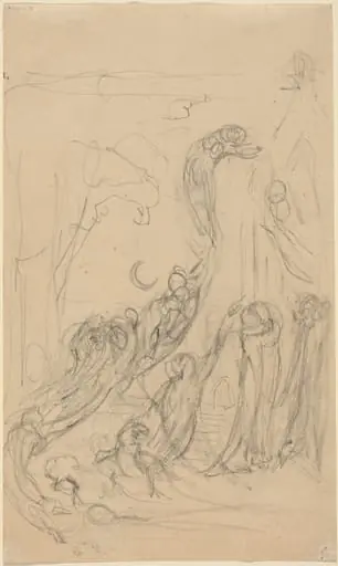 A Resurrection Scene (The Gambols of Ghosts) [recto], by William Blake