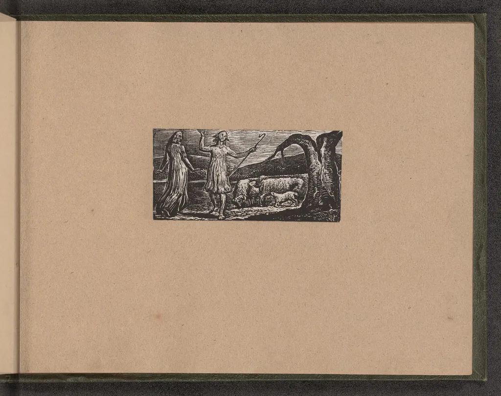 Colinet Departs in Sorrow, by William Blake, ink, 1821