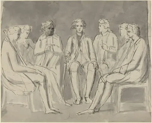 Group of Men Seated in a Circle [recto], by William Blake