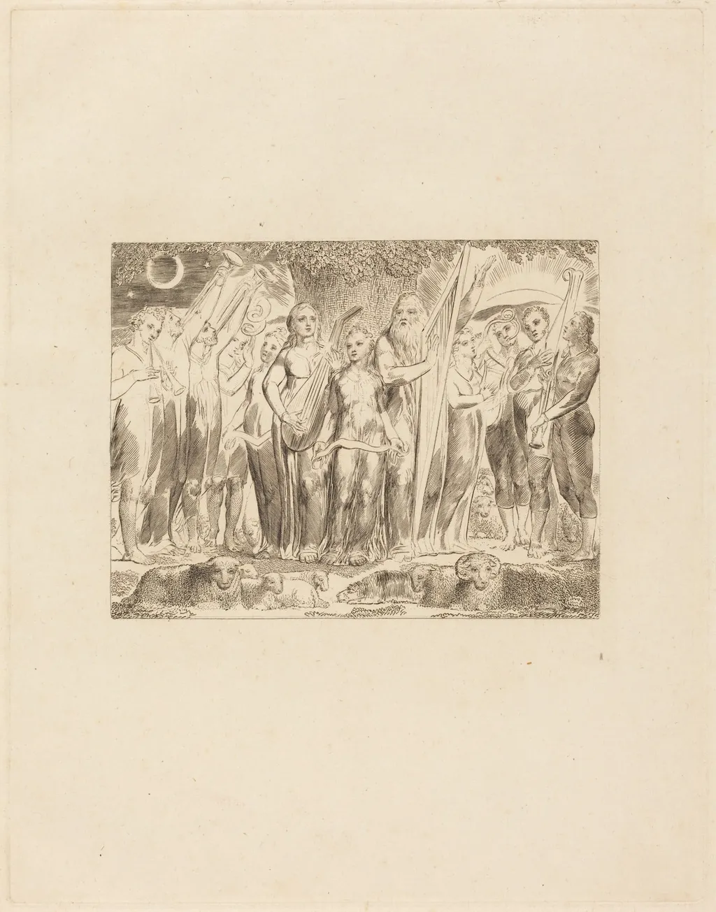 Job and His Family Restored to Prosperity, by William Blake, ink, 1825