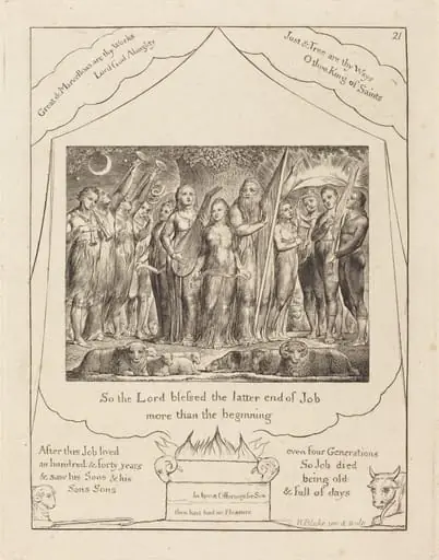 Job and His Wife Restored to Prosperity, by William Blake