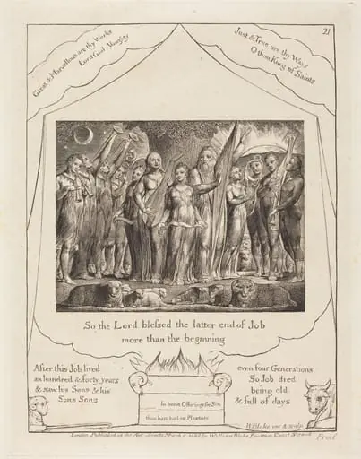 Job and His Wife Restored to Prosperity, by William Blake
