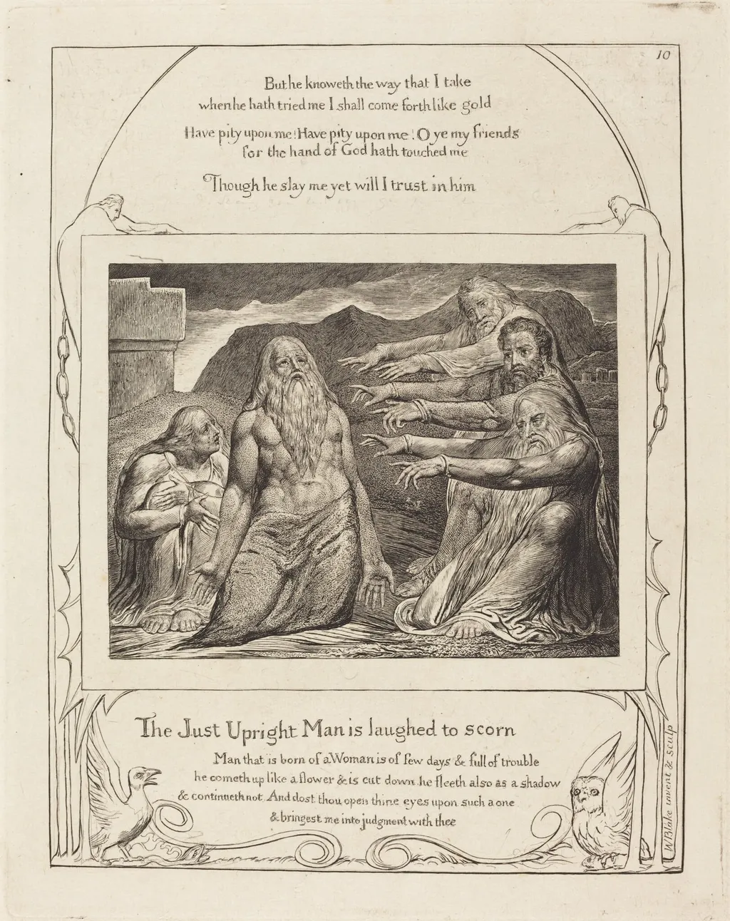 Job Rebuked by His Friends, by William Blake, ink, 1825