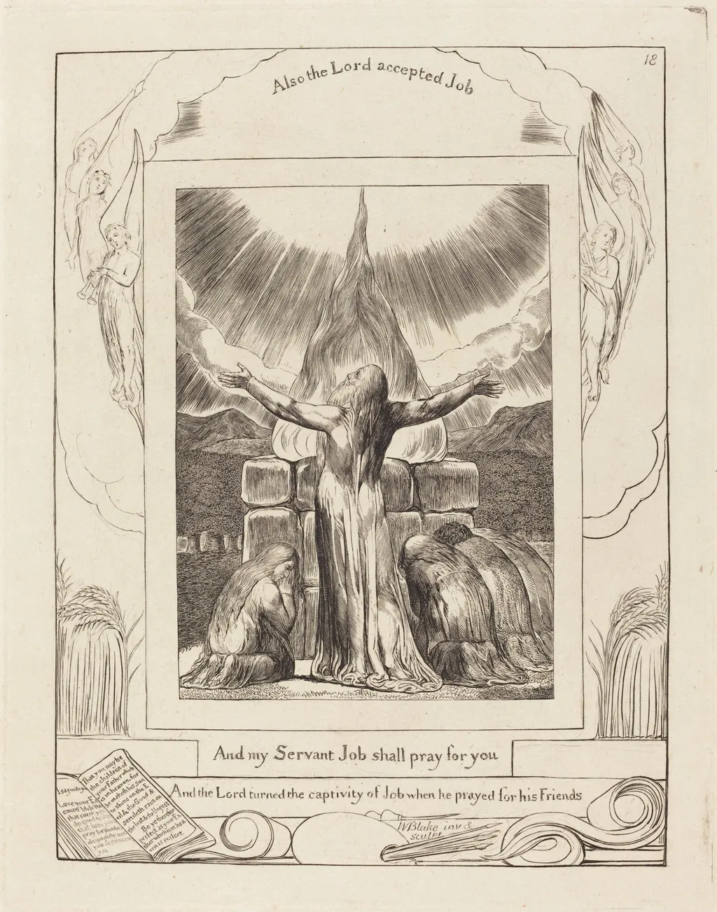 Job's Sacrifice, by William Blake, ink, 1825