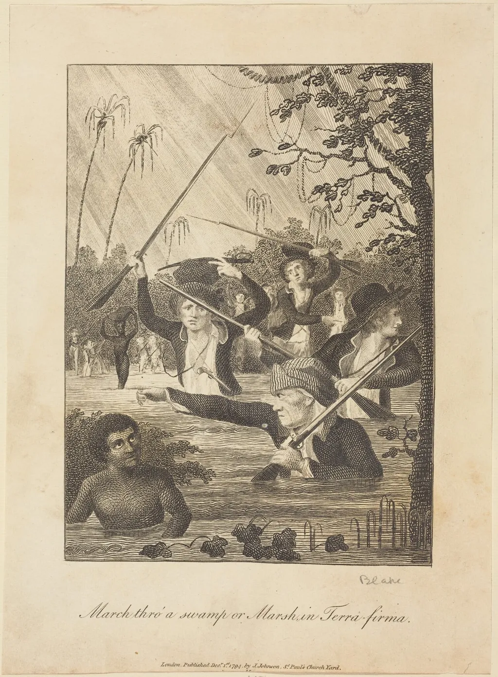 March thro' a swamp or Marsh in Terra-firma, by William Blake, ink, 1793