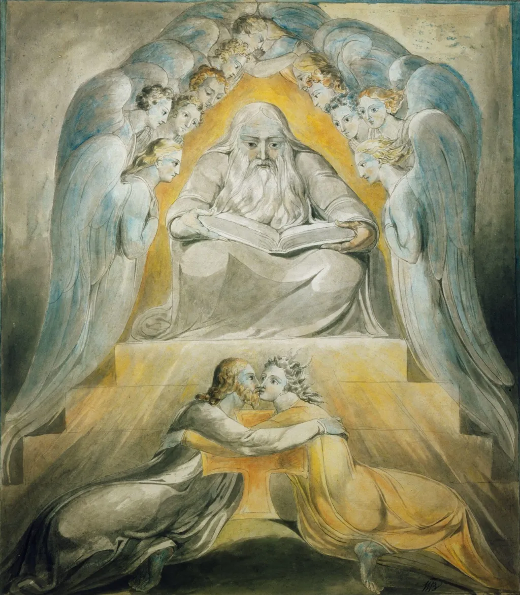 Mercy and Truth are met together, Righteousness and Peace have kissed each other, by William Blake, watercolor, 1803