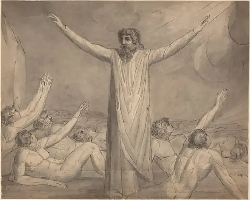 Moses Staying the Plague (?) [recto], by William Blake