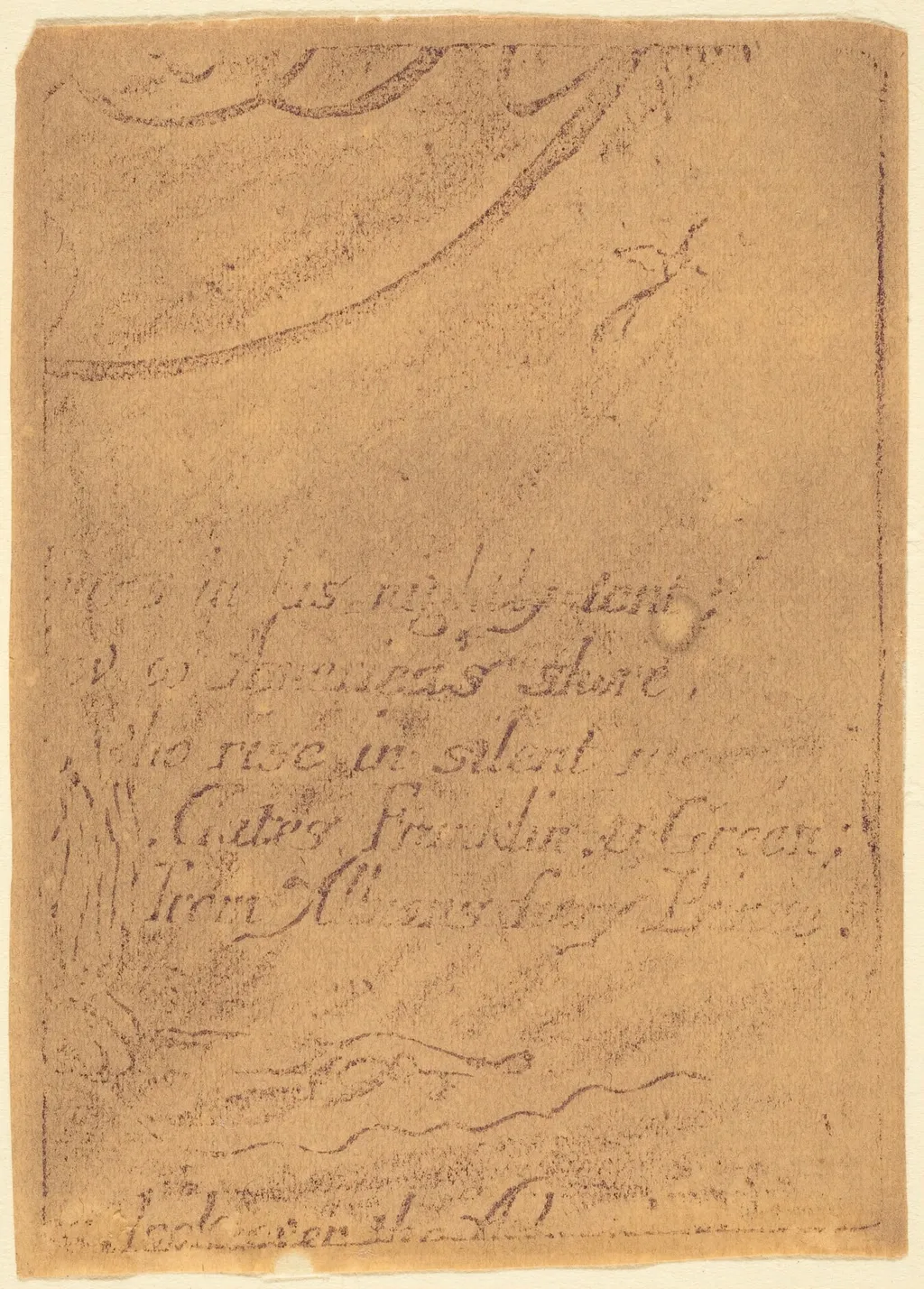Restrike from fragment of cancelled plate for "A Prophecy", by William Blake, ink, 1793