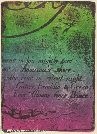 Restrike from fragment of cancelled plate for "A Prophecy", by William Blake