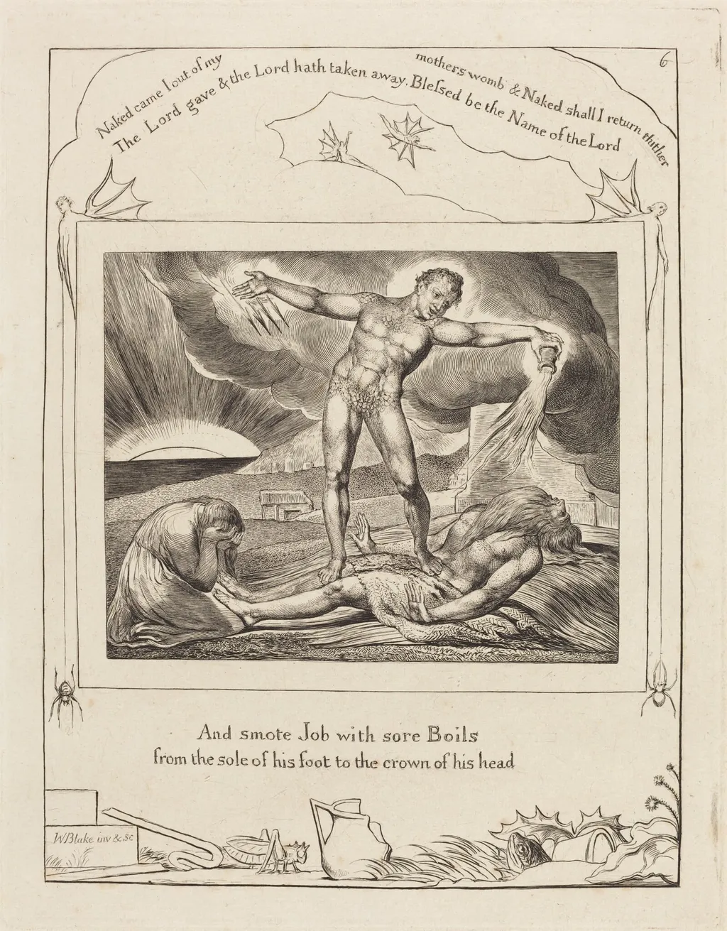 Satan Smiting Job with Boils, by William Blake, ink, 1825