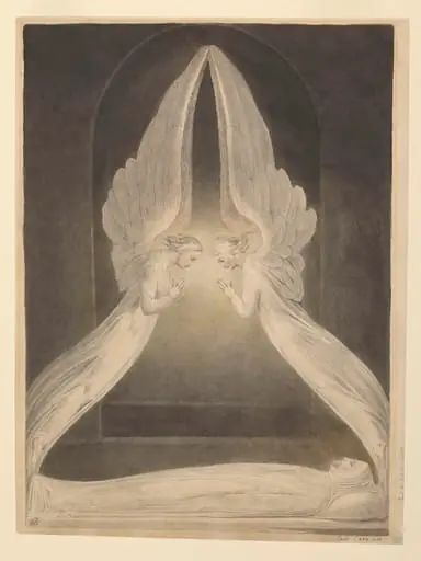 The Angels hovering over the body of Christ in the Sepulchre, by William Blake
