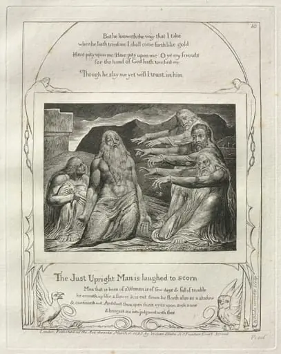 The Book of Job:  Pl. 10, The Just Upright Man is laughed to scorn, by William Blake