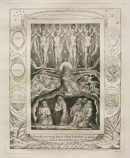 The Book of Job: Pl. 14, When the morning Stars sang together, and all the, by William Blake