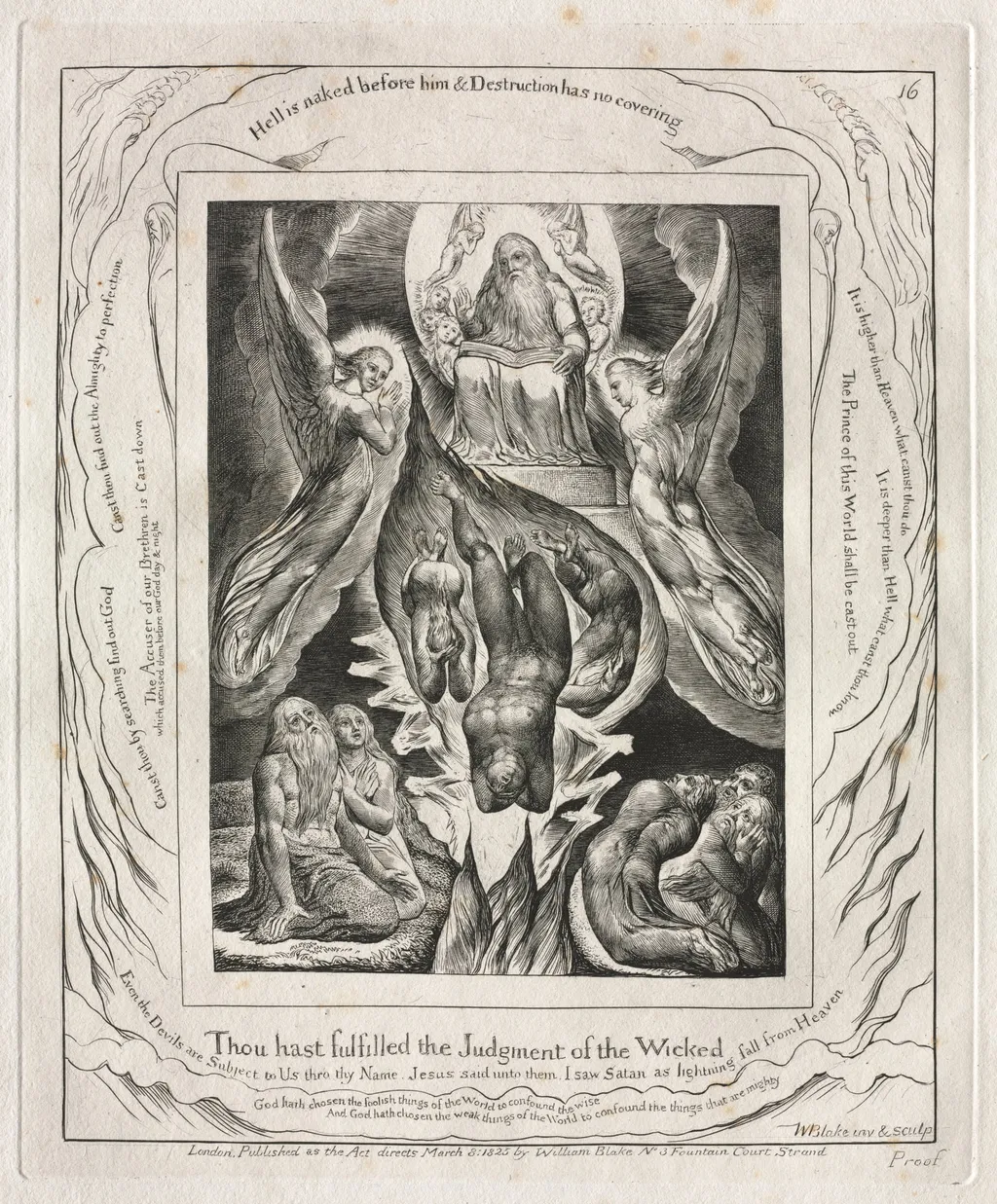 The Book of Job: Pl. 16, Thou hast fulfilled the Judgment of the Wicked, by William Blake, 1825