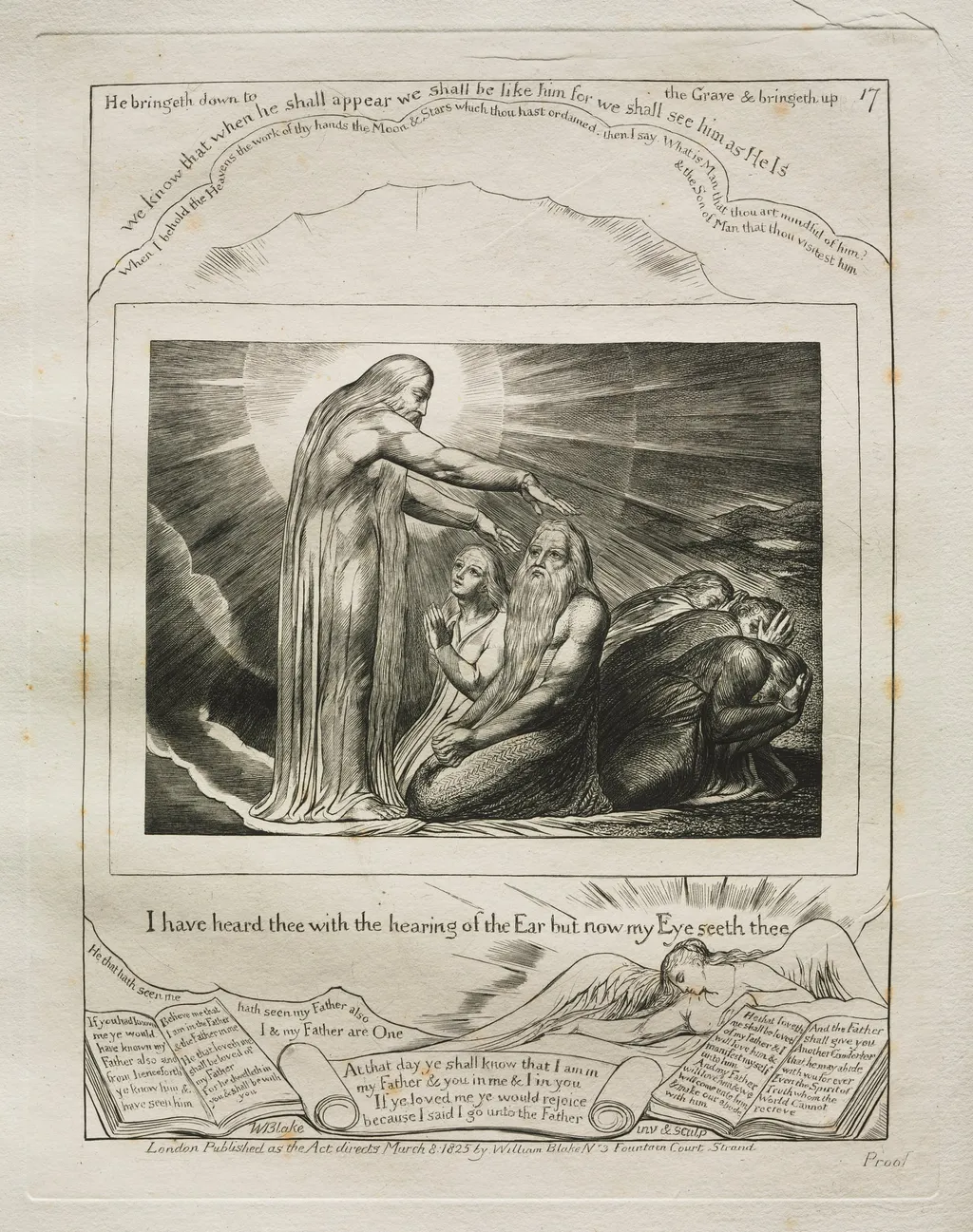 The Book of Job: Pl. 17, I have heard thee with the hearing of the Ear but now my Eye seeth thee, by William Blake, 1825