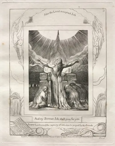 The Book of Job:  Pl. 18, And my Servant Job shall pray for you, by William Blake