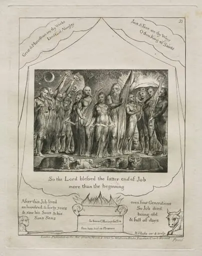 The Book of Job: Pl. 21, So the Lord blessed the latter end of Job, by William Blake