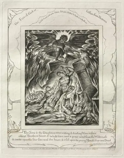 The Book of Job:  Pl. 3, Thy Sons and thy Daughters were eating and drinking Wine in their, by William Blake