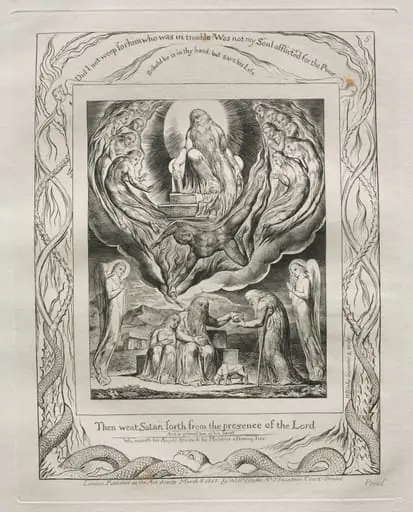 The Book of Job: Pl. 5, Then went Satan forth from the presence of the Lord, by William Blake