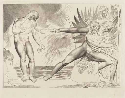 The Circle of the Corrupt Officials; the Devils Tormenting Ciampolo, by William Blake