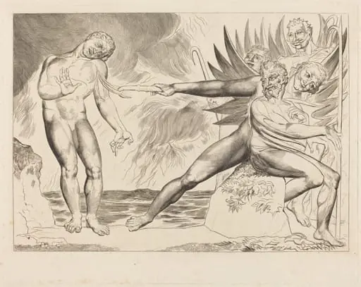 The Circle of the Corrupt Officials; the Devils Tormenting Ciampolo, by William Blake
