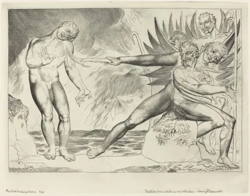 The Circle of the Corrupt Officials; The Devils Tormenting Ciampolo, by William Blake