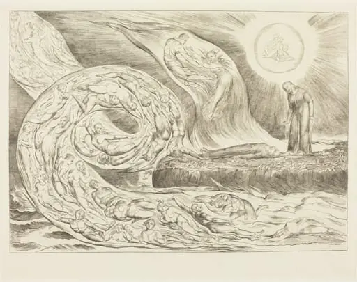 The Circle of the Lustful: Paolo and Francesca, by William Blake