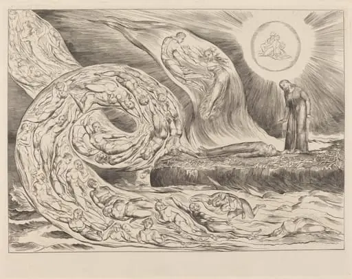 The Circle of the Lustful: Paolo and Francesca, by William Blake