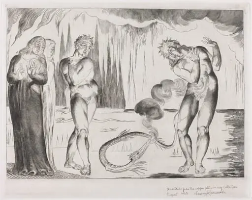 The Circle of the Thieves; Buoso Donati Attacked by the Serpent, by William Blake
