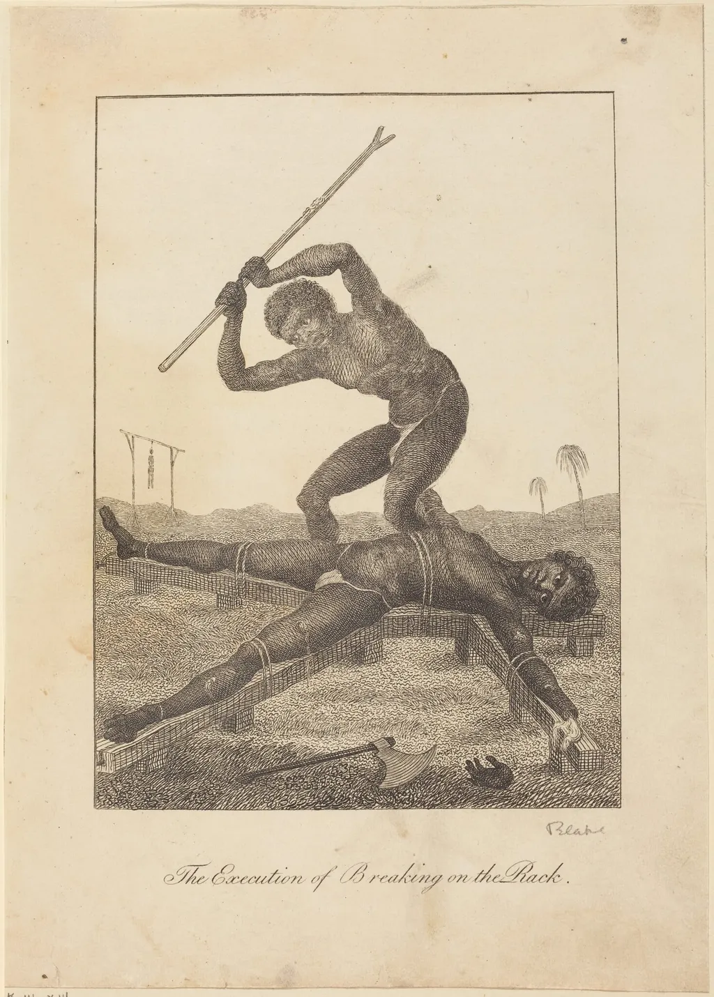 The Execution of Breaking on the Rack, by William Blake, ink, 1793