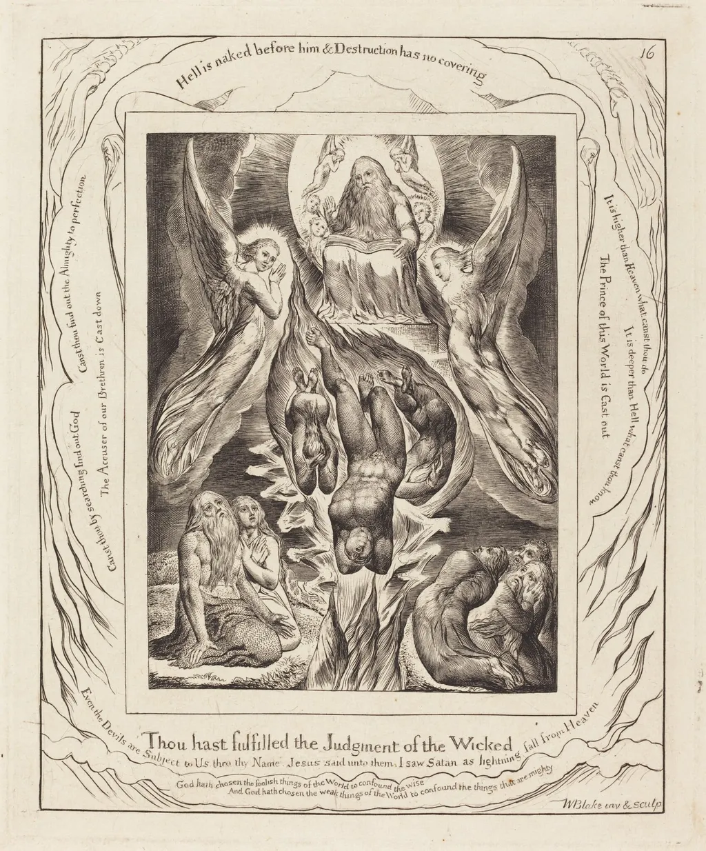 The Fall of Satan, by William Blake, ink, 1825