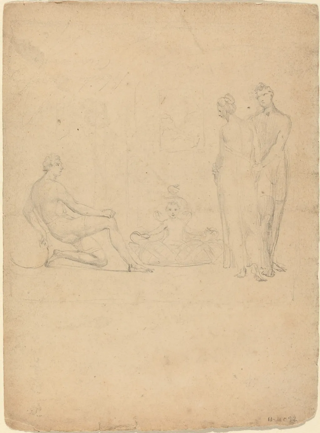 The Infant Hercules Throttling the Serpents, by William Blake, graphite, 1792