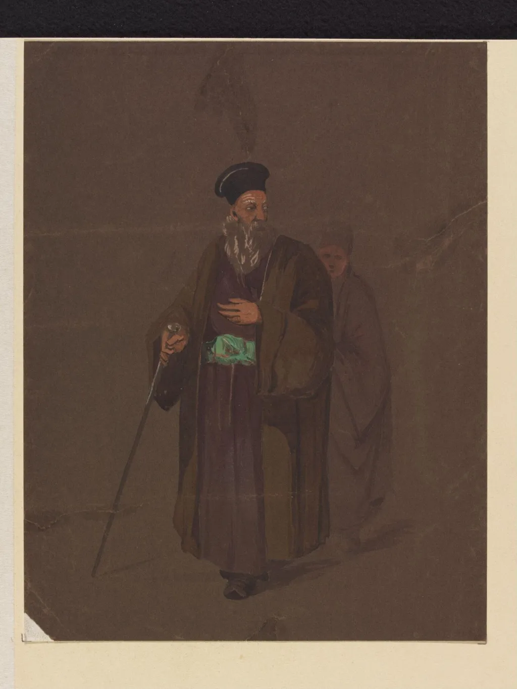 A Greek Priest, with Attendant, by William Boutcher, watercolor, 1855