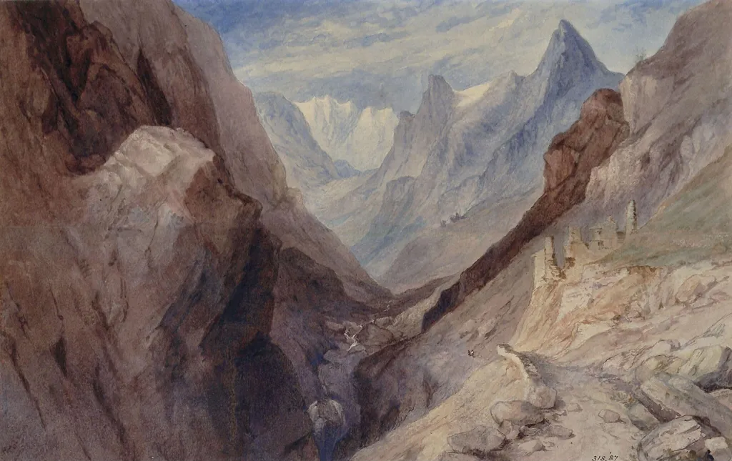 An Alpine pass, by William Brockedon, watercolor, 1805