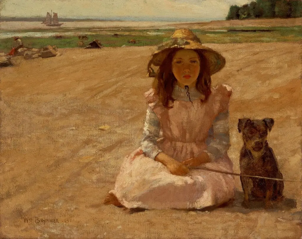 daughter and her Dog, Bas Saint-Laurent, by William Brymner