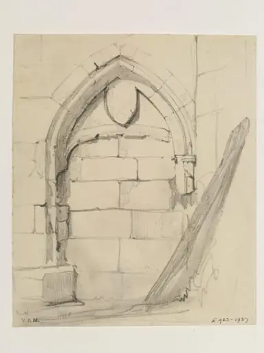 Drawings of architectural details in the abbey at Royaumont, by William Callow