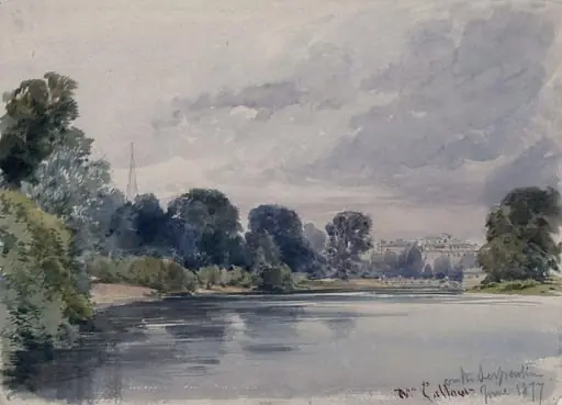 West end of the Serpentine in Kensington Gardens, by William Callow