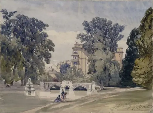 West end of the Serpentine, Kensington Gardens, by William Callow