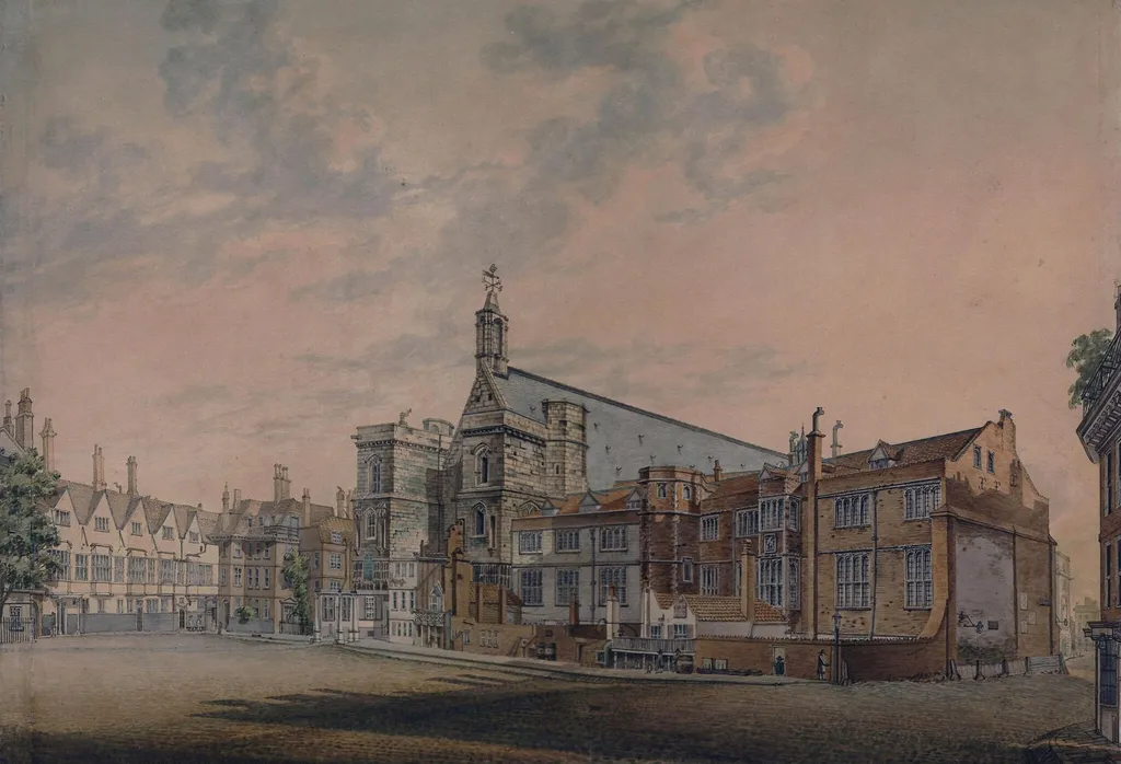 New Palace Yard with the Augmentation Office as in 1793 and the Offices of the Exchequer, by William Capon, watercolor, 1793