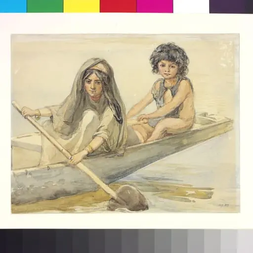 A boatman's children at Srinagar, Kashmir, by William Carpenter