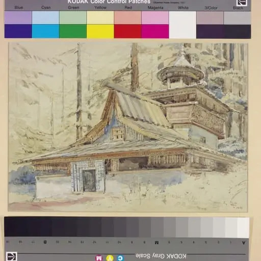 A Hindu temple near the waterfall at Simla, by William Carpenter