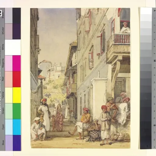 A street in Bombay; Ram Lals house, by William Carpenter